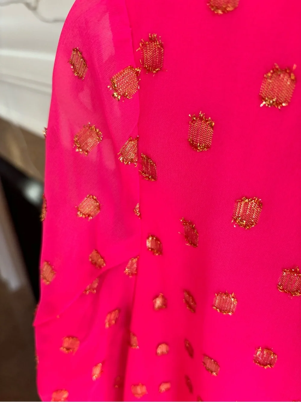 Crown & Ivy Hot Pink with Gold Metallic Dot Accents